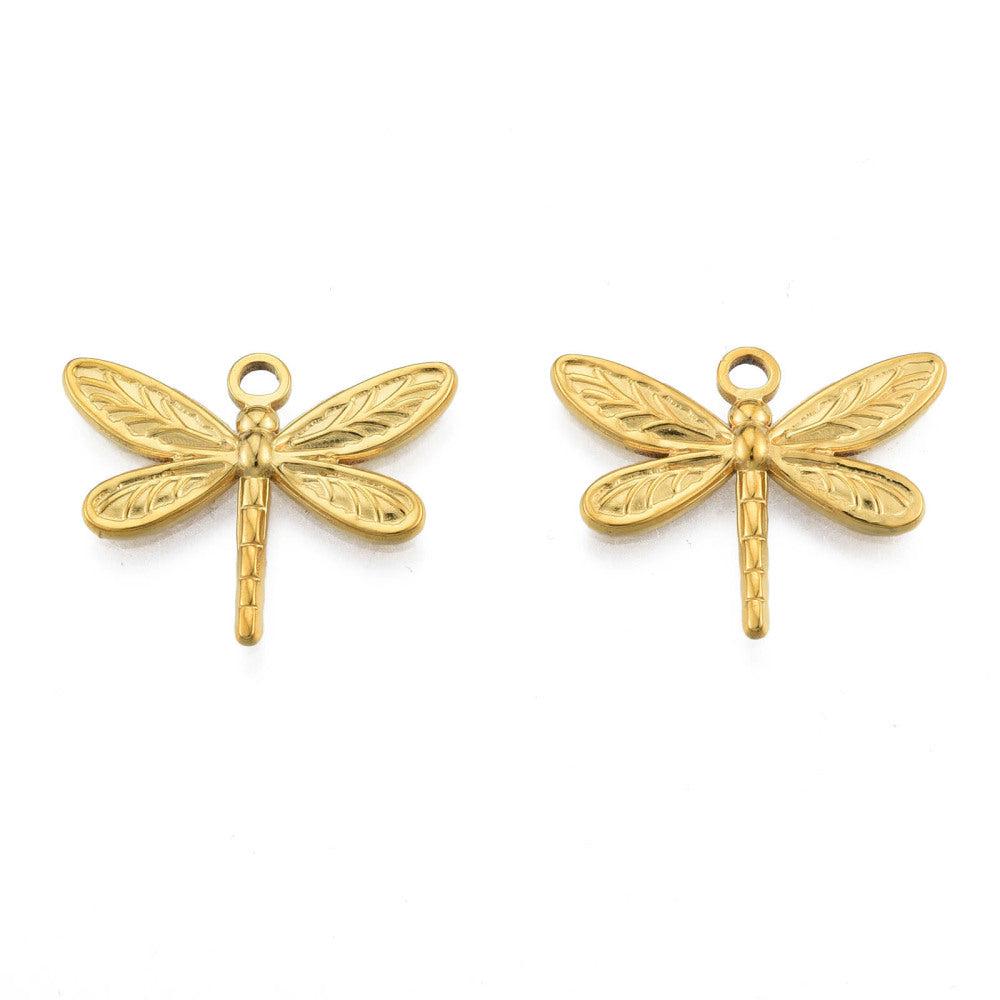 Bedel dragonfly 18K RVS goud 20x25mm-bedels-Kraaltjes van Renate