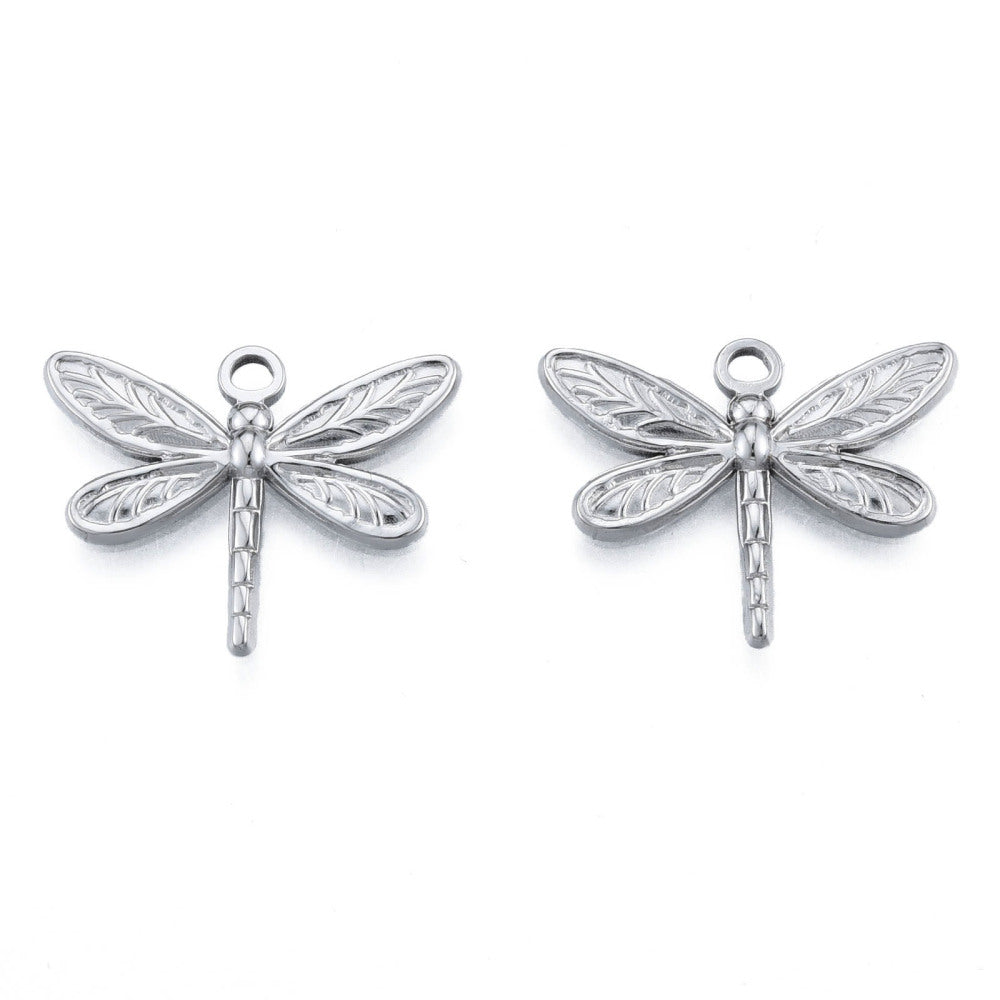 Bedel dragonfly RVS zilver 20x25mm-bedels-Kraaltjes van Renate