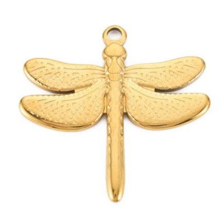 Bedel libelle Stainless steel 18K gold 30mm-bedels-Kraaltjes van Renate