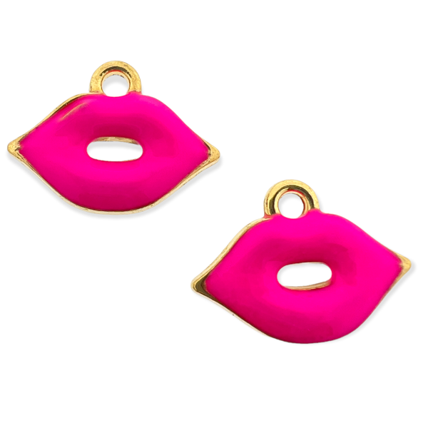 Bedel lippen roze goud 13x18mm-bedels-Kraaltjes van Renate