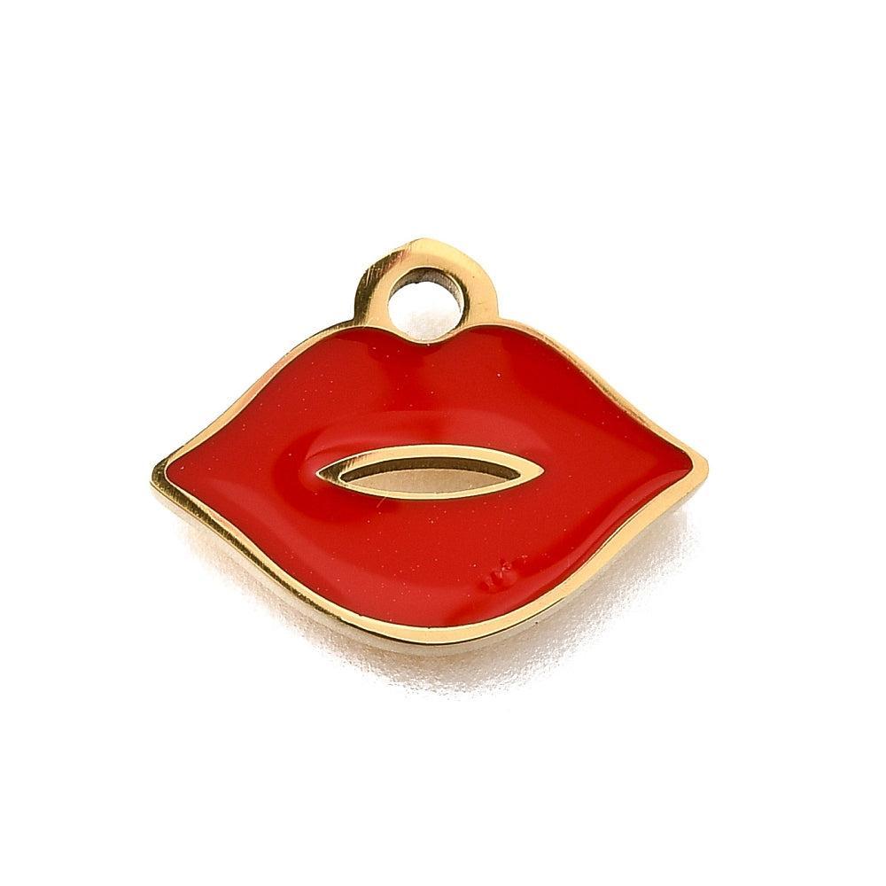 Bedel lips RVS 18K Goud 11,5mm - per stuk-bedels-Kraaltjes van Renate