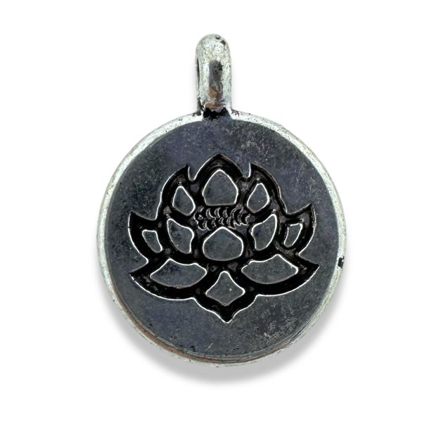 Bedel lotus zilver 20x15x4,5mm-bedels-Kraaltjes van Renate