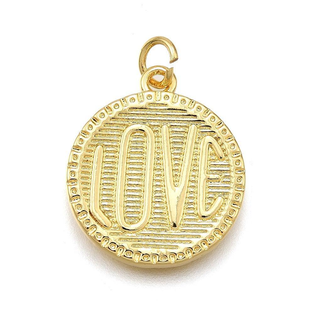 Bedel love munt RVS 18K Goud 20,5mm - per stuk-bedels-Kraaltjes van Renate