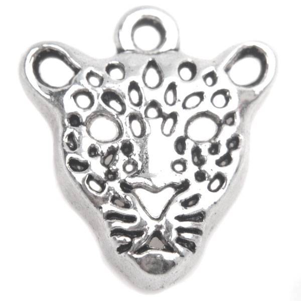 Bedel luipaard Zilver 20x18mm - 3 stuks-Kraaltjes van Renate