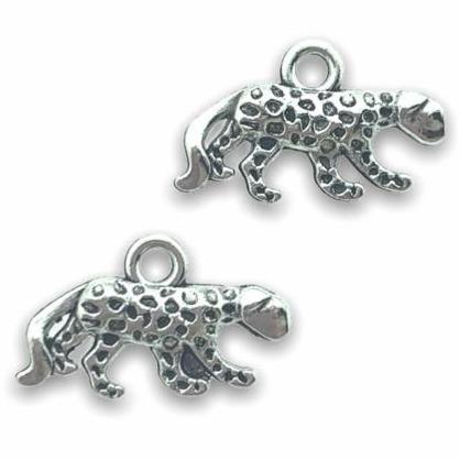 Bedel luipaard zilver 11x18mm - 6 stuks-Kraaltjes van Renate