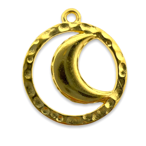 Bedel maan Goud 24kr DQ 18x21mm-bedels-Kraaltjes van Renate