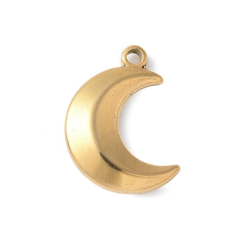 Bedel maan RVS 18K goud 18,5mm- per stuk-bedels-Kraaltjes van Renate
