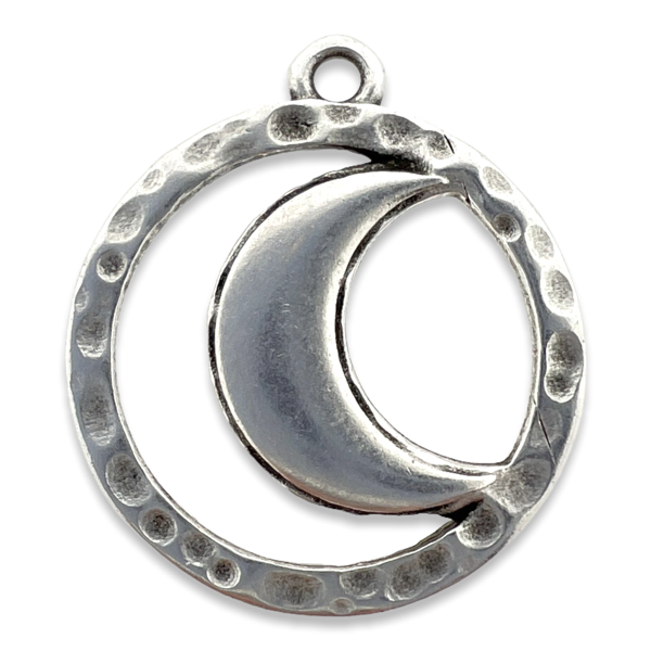 Bedel maan Zilver DQ 19x21mm-bedels-Kraaltjes van Renate
