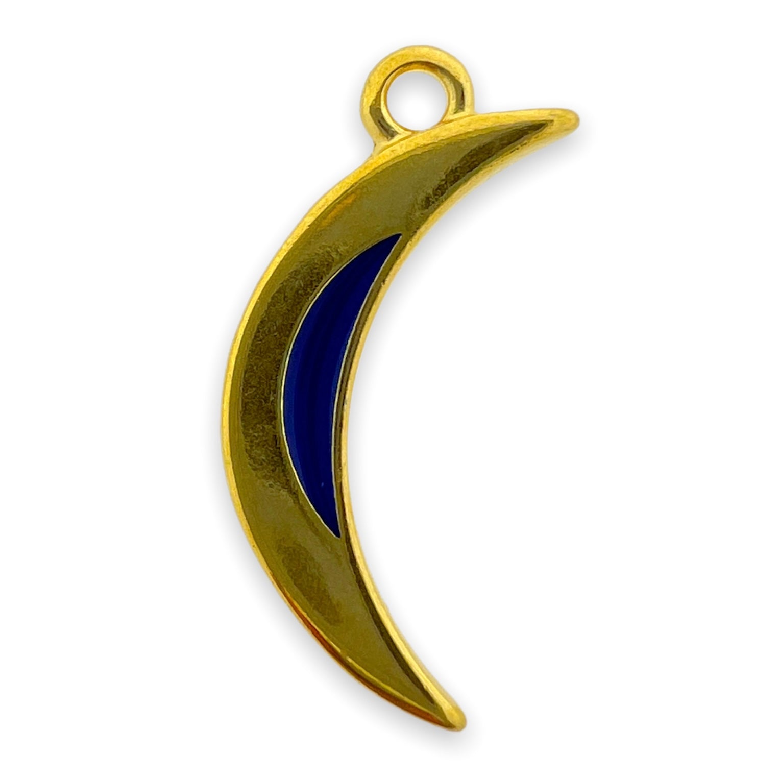 Bedel maan blauw Goud 24K DQ 9x21mm-bedels-Kraaltjes van Renate