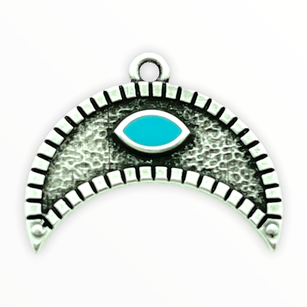 Bedel maan blauw Zilver DQ 23x18mm-Kraaltjes van Renate