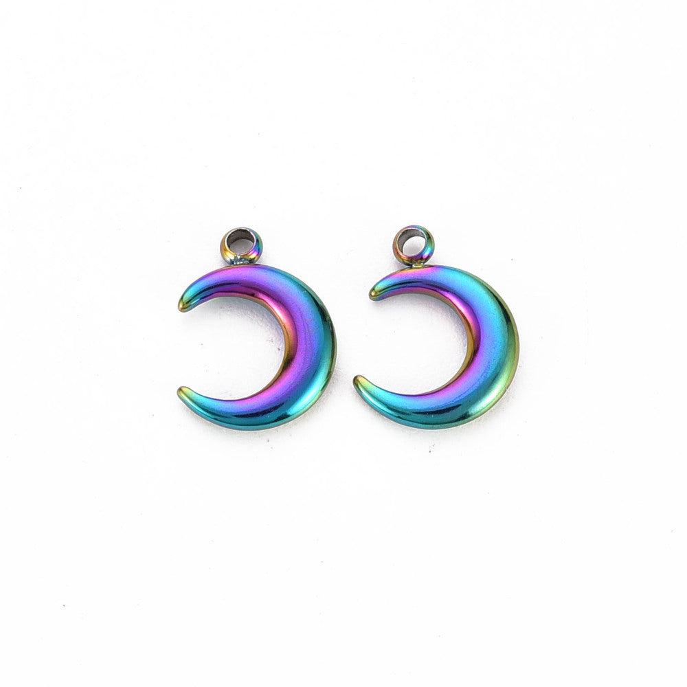 Bedel maan regenboog RVS 12x9mm-bedels-Kraaltjes van Renate