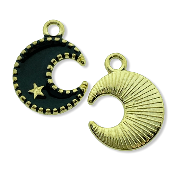 Bedel maan zwart goud 16x13mm-Kraaltjes van Renate