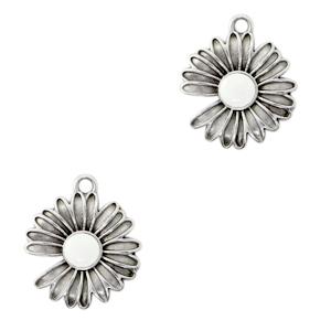 Bedel madeliefje wit Zilver DQ 20x17mm-Kraaltjes van Renate