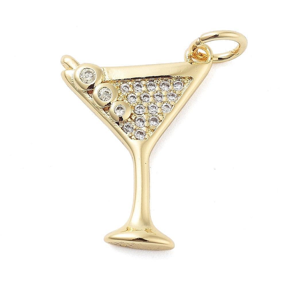 Bedel martini zirconia 18K Gold plated 18mm - per stuk-bedels-Kraaltjes van Renate