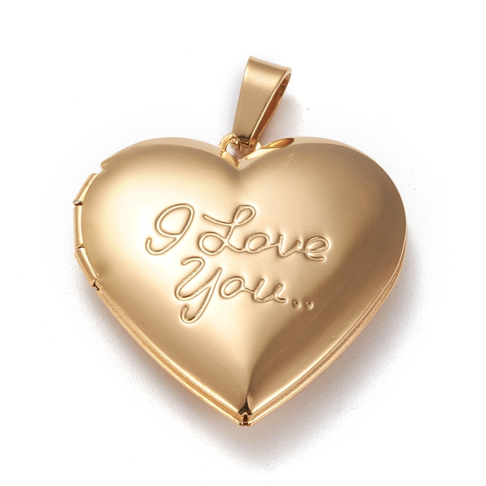 Bedel medaillon 'I love you' Stainless steel goud 29mm-bedels-Kraaltjes van Renate