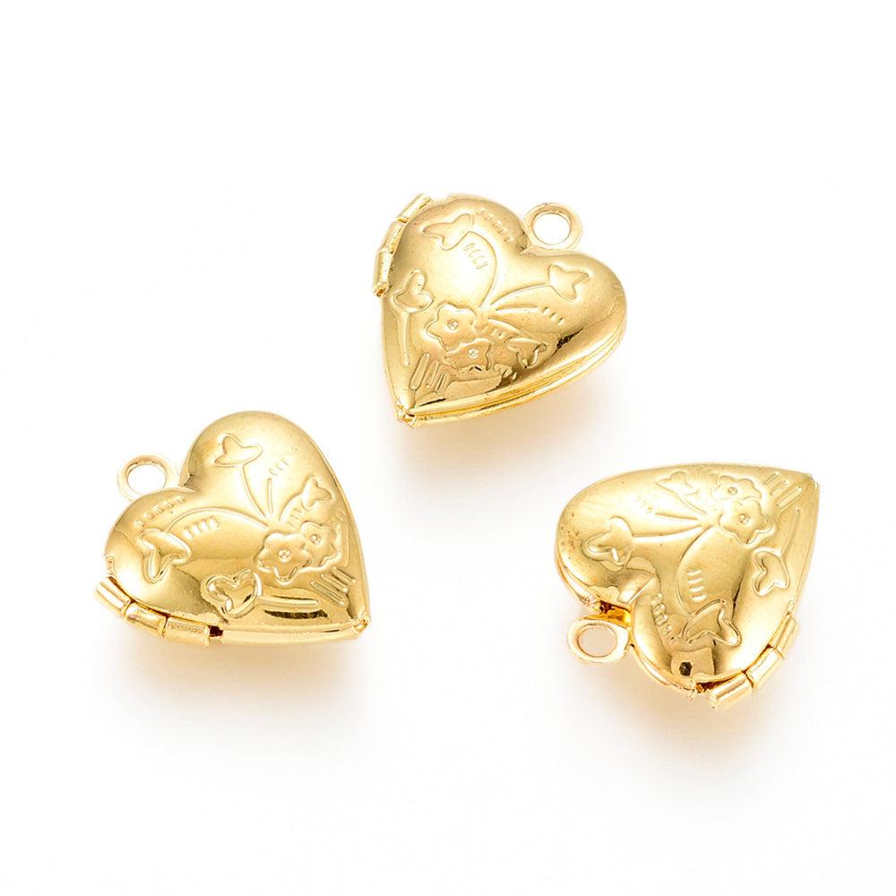 Bedel medaillon hart Gold plated 15x13mm-bedels-Kraaltjes van Renate