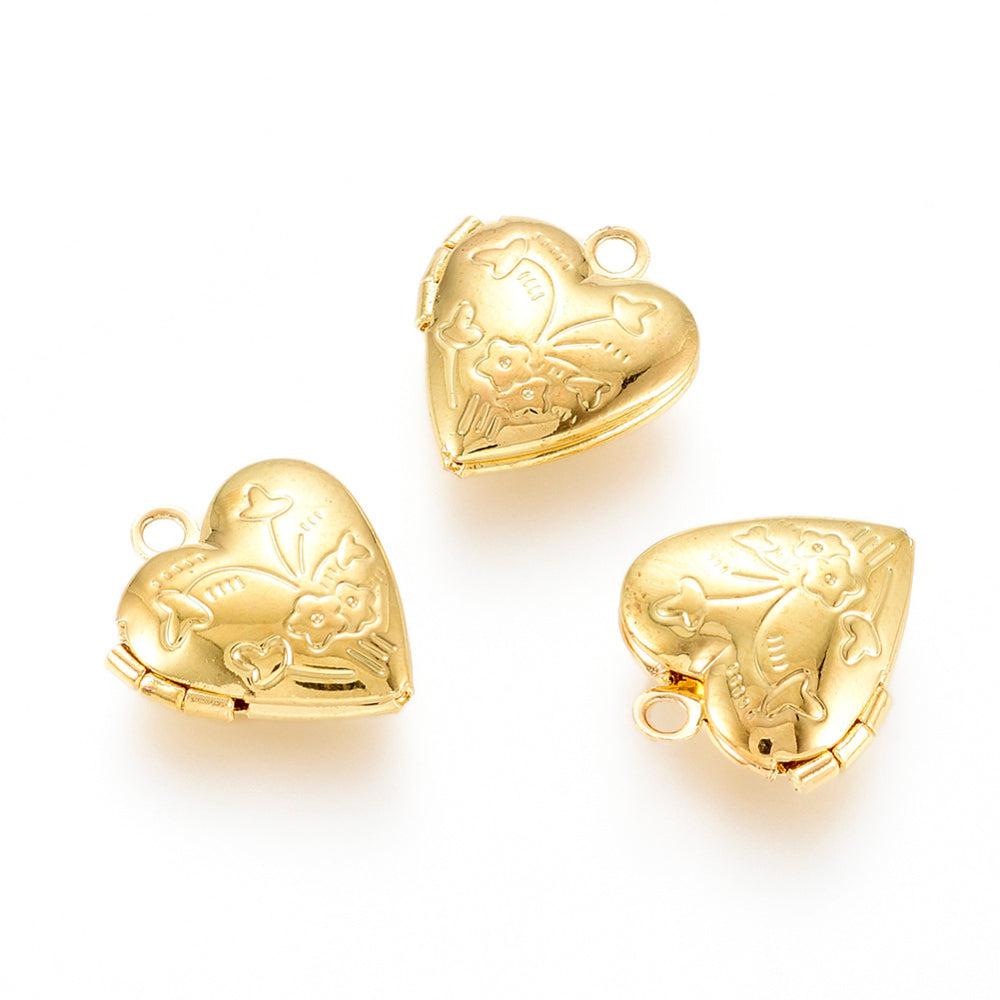 Bedel medaillon hart Gold plated 15x13mm-bedels-Kraaltjes van Renate