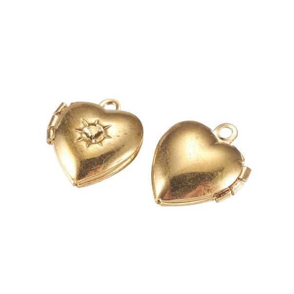 Bedel medaillon hart brass gold 12x10x4mm-bedels-Kraaltjes van Renate