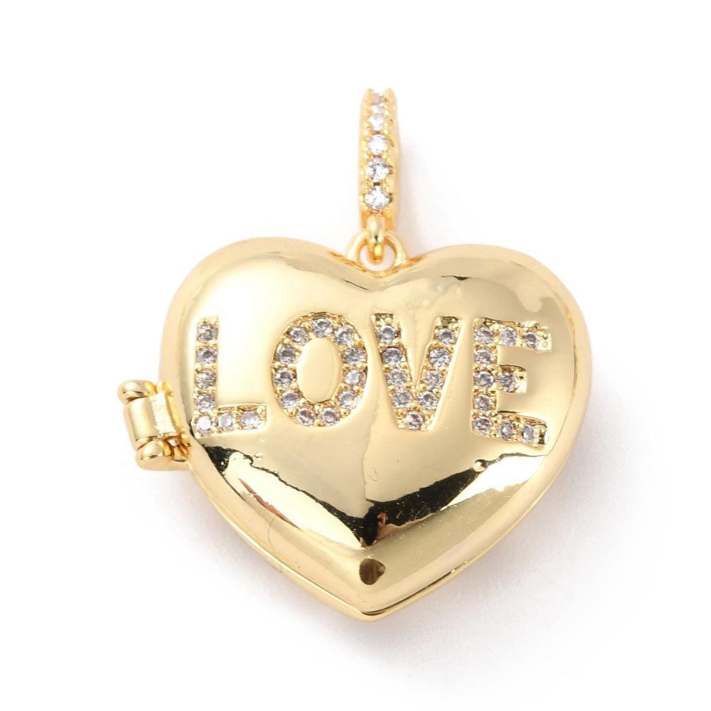 Bedel medaillon zirkonia &#39;LOVE&#39; 18k plated goud 23mm-bedels-Kraaltjes van Renate