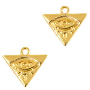 Bedel metaal driehoek oog goud DQ 16x14mm-bedels-Kraaltjes van Renate