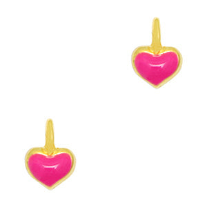 Bedel metaal hart goud- neon fuchsia pink DQ 7x5mm-bedels-Kraaltjes van Renate