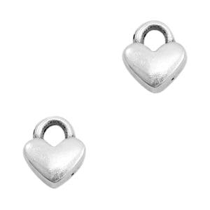 Bedel metaal hartje Zilver DQ 7x6mm-bedels-Kraaltjes van Renate
