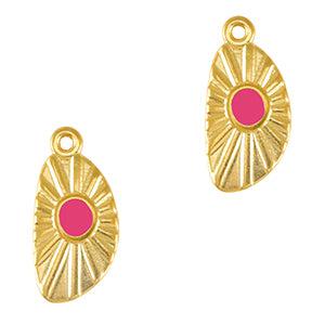 Bedel metaal irregular Goud-neon fuchsia pink DQ goud-bedels-Kraaltjes van Renate
