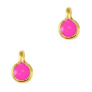 Bedel metaal rond goud- neon fuchsia pink DQ 5mm-bedels-Kraaltjes van Renate