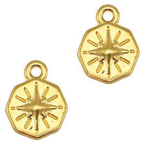 Bedel metaal rond met ster DQ goud-bedels-Kraaltjes van Renate