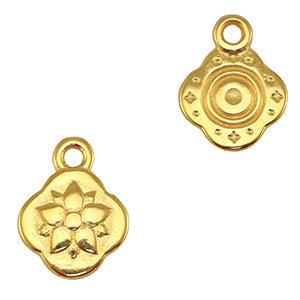 Bedel metaal ronde vorm met bloem DQ goud-bedels-Kraaltjes van Renate