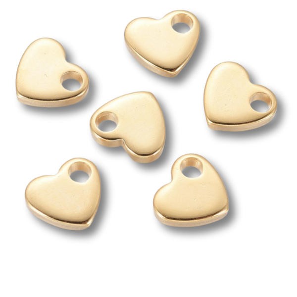 Bedel mini hartje RVS goud 7mm - 1 stuk-bedels-Kraaltjes van Renate