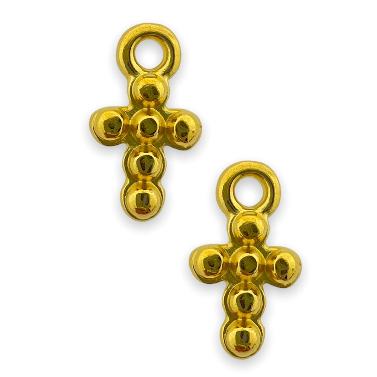 Bedel mini kruis Goud 24K DQ 6x11mm-bedels-Kraaltjes van Renate