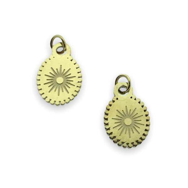 Bedel mini ovaal met zon RVS goud 10x7mm-Kraaltjes van Renate