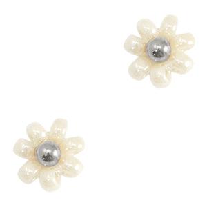 Bedel miyuki bloem beige zilver 8mm-bedels-Kraaltjes van Renate