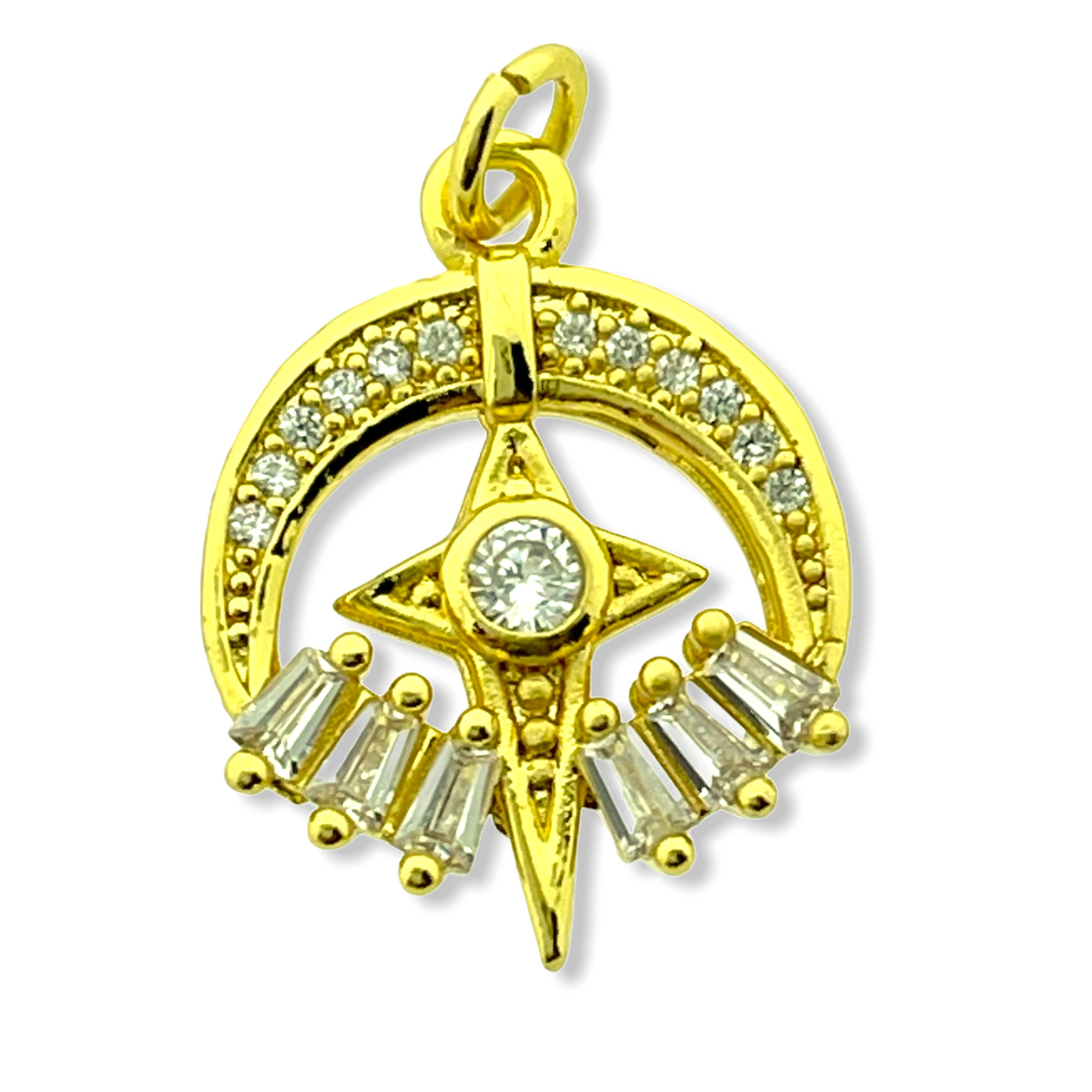 Bedel moon with star Zirconia Gold plated 21x16mm-Kraaltjes van Renate