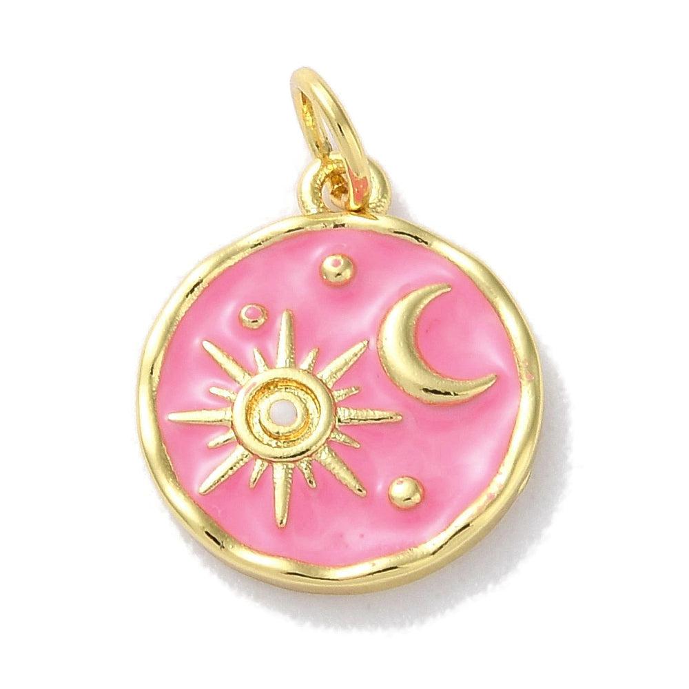 Bedel moon/star roze/goud 18K RVS 15x13x2mm-bedels-Kraaltjes van Renate