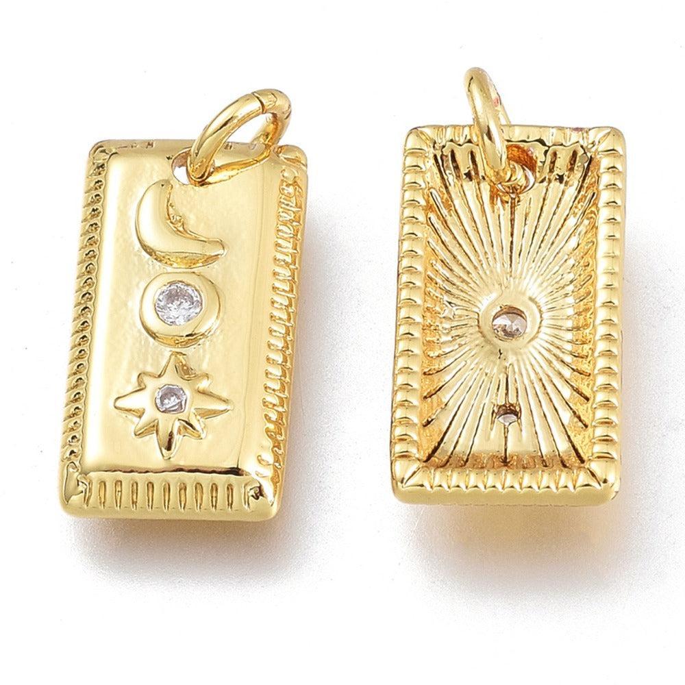 Bedel moon/stars brass zirconia goud 12,5mm- per stuk-bedels-Kraaltjes van Renate