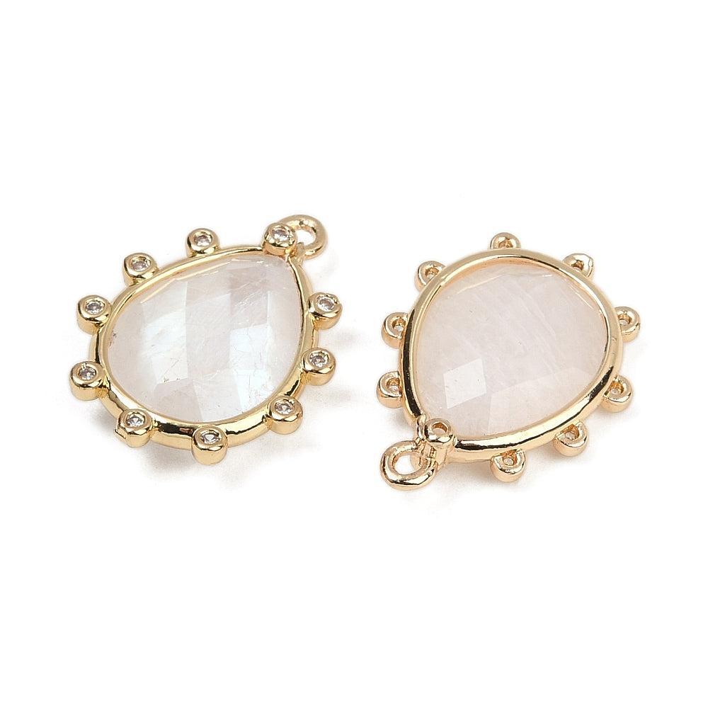 Bedel moonstone faceted teardrop brass goud 21mm- per stuk-bedels-Kraaltjes van Renate