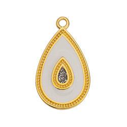 Bedel motief druppel wit 24K goud 27mm-bedels-Kraaltjes van Renate