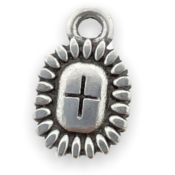 Bedel motief met kruis Zilver DQ 7x12mm-bedels-Kraaltjes van Renate