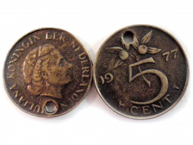 Bedel munt 5ct metaal brons DQ 20mm-Kraaltjes van Renate