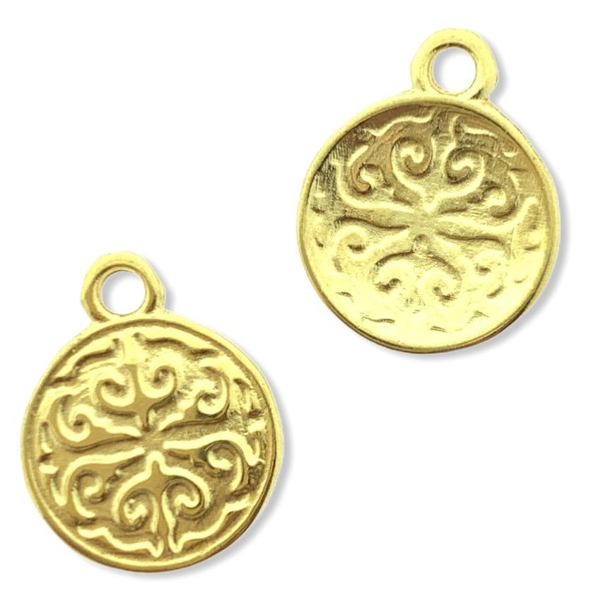 Bedel munt Arabisch motief Goud 24kr DQ 13mm-Kraaltjes van Renate