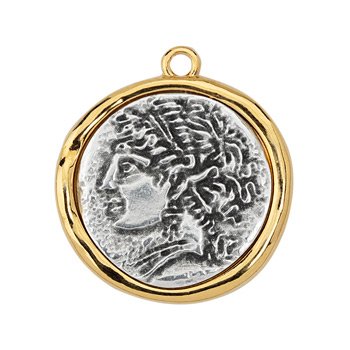 Bedel munt DQ zilver/goud 26mm - per stuk-Bedels-Kraaltjes van Renate