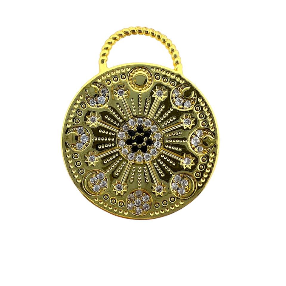 Bedel munt Zirconia Gold plated 35x25mm-bedels-Kraaltjes van Renate