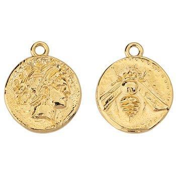 Bedel munt bedrukt DQ 24K goud 20mm - per stuk-Bedels-Kraaltjes van Renate