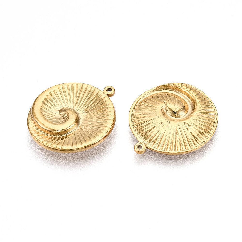 Bedel munt conch RVS 18K Goud 21,5mm - per stuk-bedels-Kraaltjes van Renate