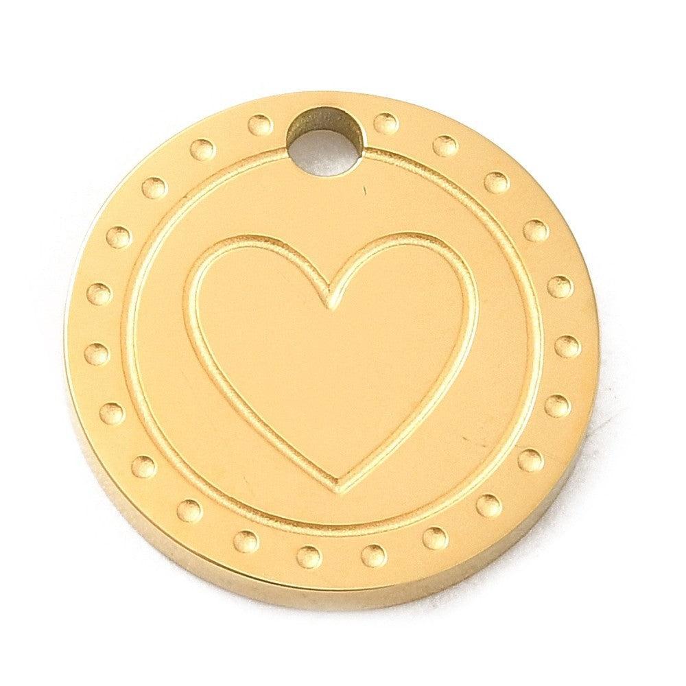 Bedel munt hartje RVS Goud 12mm - per stuk-bedels-Kraaltjes van Renate