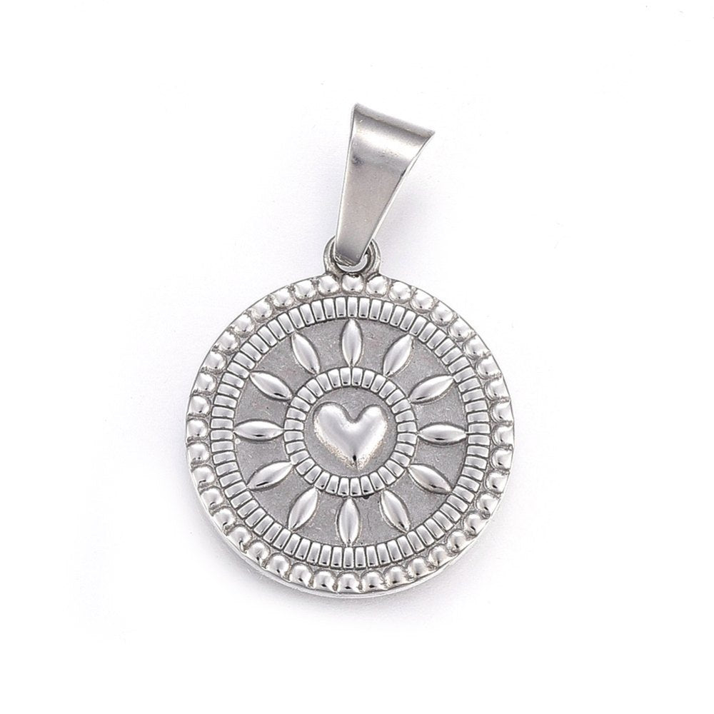Bedel munt hartje Stainless steel zilver 28,5mm-bedels-Kraaltjes van Renate