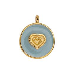 Bedel munt hartje blauw 24K goud 21mm-bedels-Kraaltjes van Renate