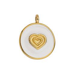 Bedel munt hartje wit 24K goud 21mm-bedels-Kraaltjes van Renate